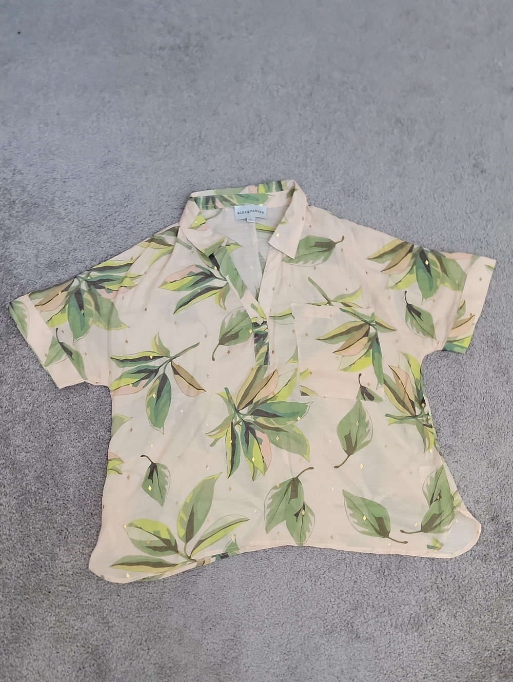 Alex & Parker Floral Button Down Top in Pink & Green